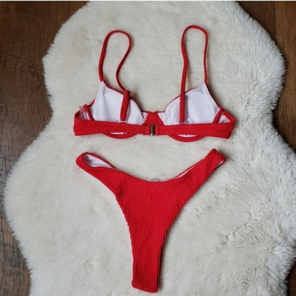 New Scrunchy Underwire Top Brazilian Bottom Bikini Set Swimsuit Size L - Picture 6 of 8